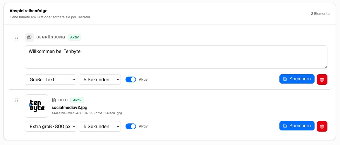 Playback order with a welcome message and an image